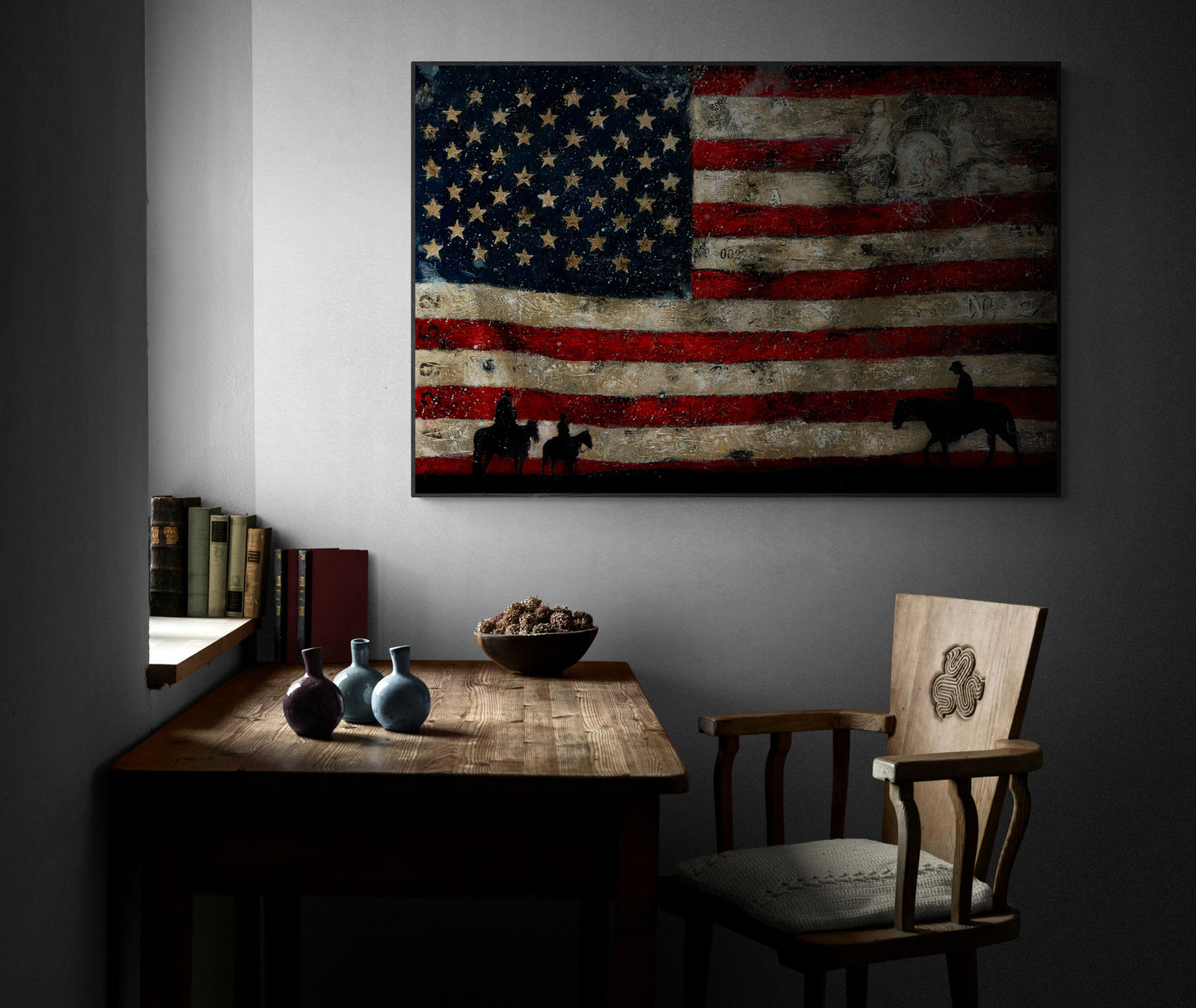 American Flag Painting Hanging in Office  By Artist Brian Liebenthal