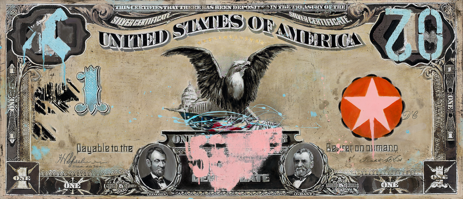 Black Eagle Dollar Bill Painting by Brian Liebenthal